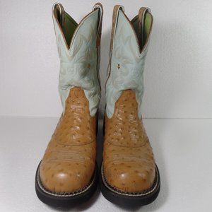 ARIAT ProBaby Blue & Brown Ostrich Print Cowboy Boots - Womens 10B - Style 16729